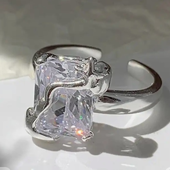 Sundance Jewelry - - 9.25 Sterling Siver Dipped & White Sapphire Handcrafted Ring 6-8 Adjusta…